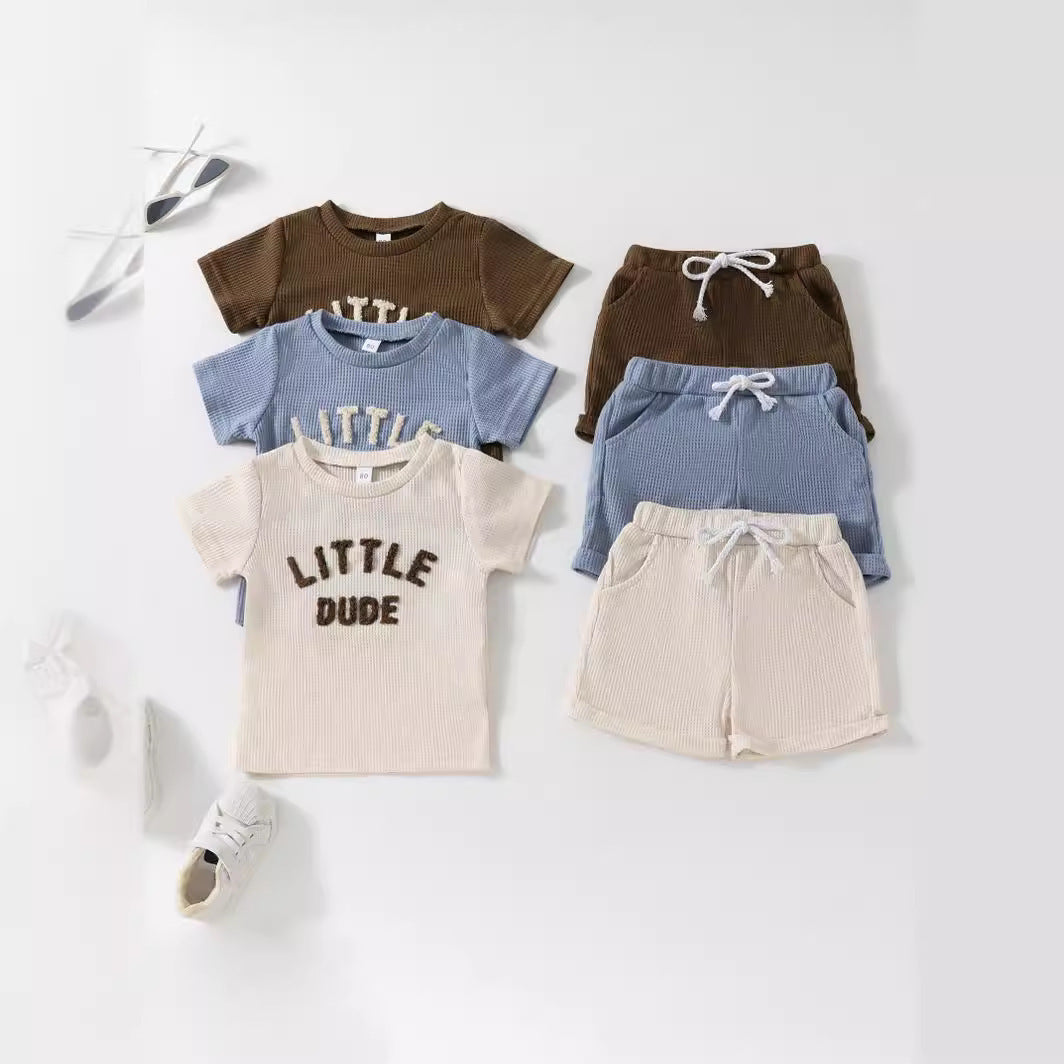 Oluuu. Baby Jungen Kurzarm-Shirt und Shorts – Zwei-Teiler Set, lässig und bequem