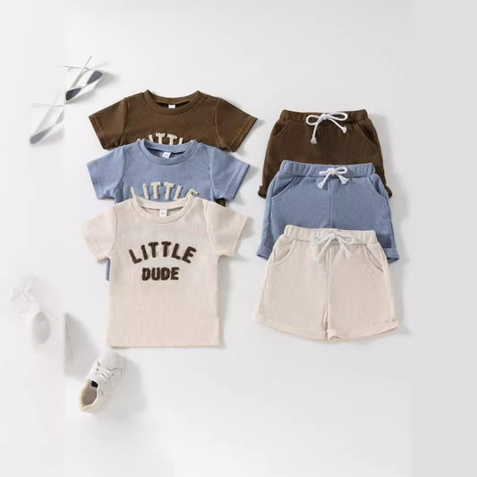 Oluuu. Baby Jungen Kurzarm-Shirt und Shorts – Zwei-Teiler Set, lässig und bequem