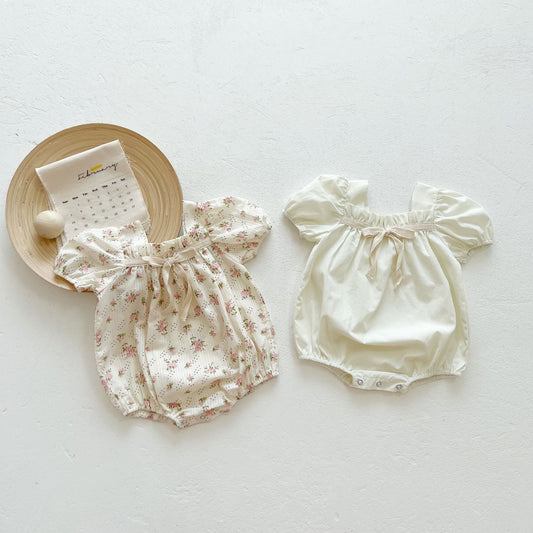 Oluuu. Baby Mädchen Puffärmel Strampler mit Schleifen-Knoten