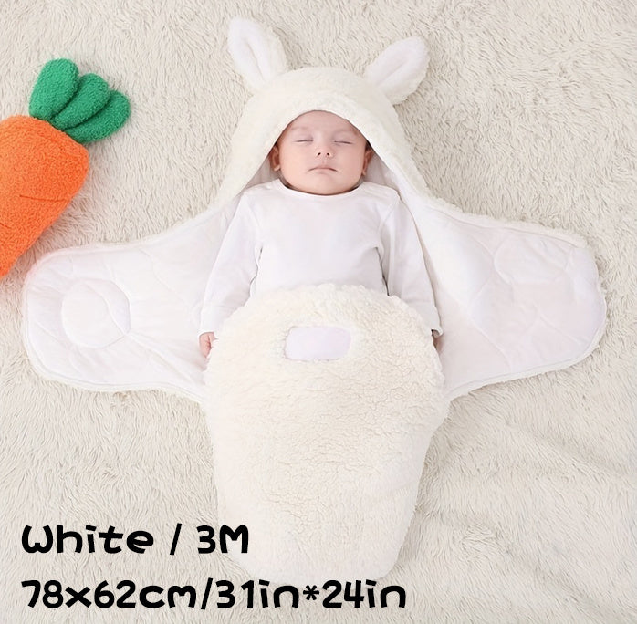 Oluuu. Superweicher Baby-Schlafsack aus flauschigem Fleece – Unisex Neugeborenen-Wickel mit Kopfstütze und -schutz, tragbarer Schlafsack für Jungen und Mädchen