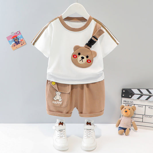 Oluuu. Kurzärmeliges Cartoon Tier-Set – Zweiteiliges Kinder-Outfit im Western-Stil