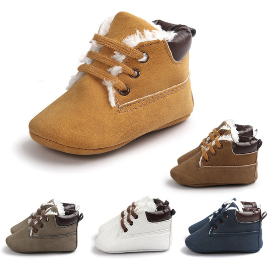 Oluuu. Winter Baby Jungen Schuhe – Suede Leder Sneakers, Anti-Rutsch, weiche Sohle, Schnür Snow Boots für Kleinkinder