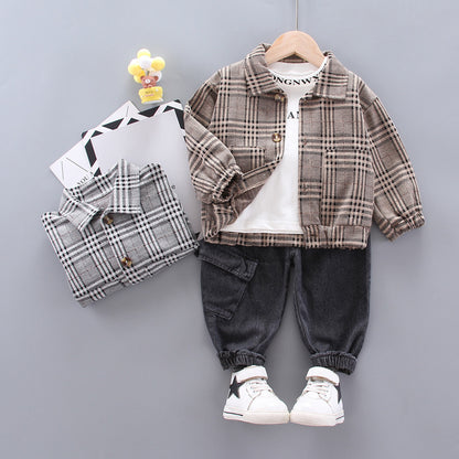 Oluuu. Baby Jungen Langarm Hemd im Karomuster Anzug