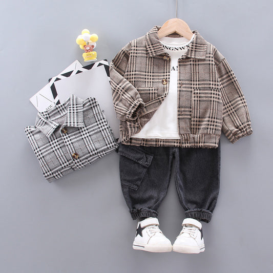 Oluuu. Baby Jungen Langarm Hemd im Karomuster Anzug