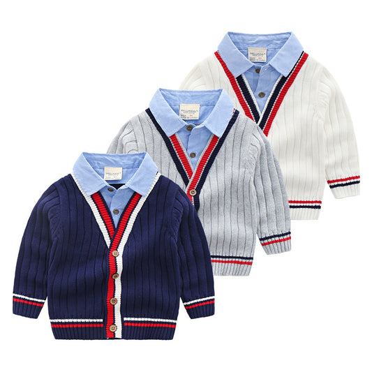 Oluuu. Baby Jungen Strick-Sweater im 2-Teiler-Stil
