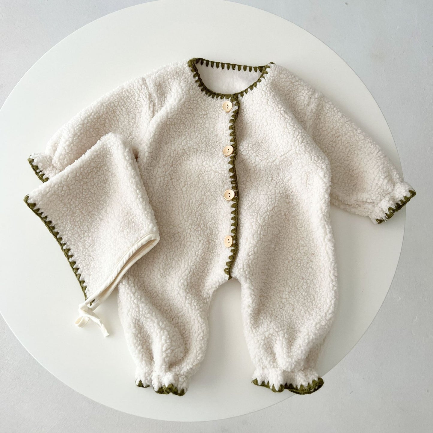Oluuu. Baby Einteiler – Fleece-gefütterter Western-Stil Langarm-Jumpsuit