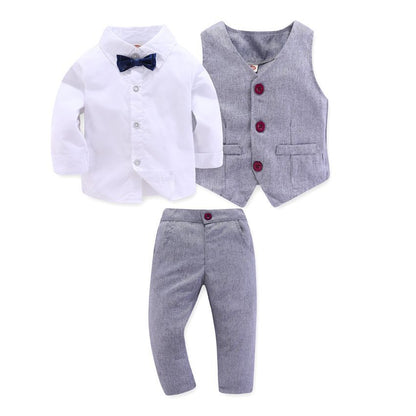 Oluuu. Kinderbekleidung Frühling und Herbst Neu Jungs Gentleman Drei-Teiliges Set Weste, Fliege, Hemd und Hose