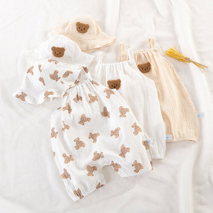 Oluuu. Sommerbekleidung Süßer Baby Einteiler mit Trägern, Unisex, Krabbelanzug für Jungen und Mädchen