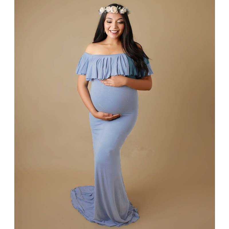 Oluuu. Maternity Dress mit Rüschenkragen aus mercerisierter Baumwolle