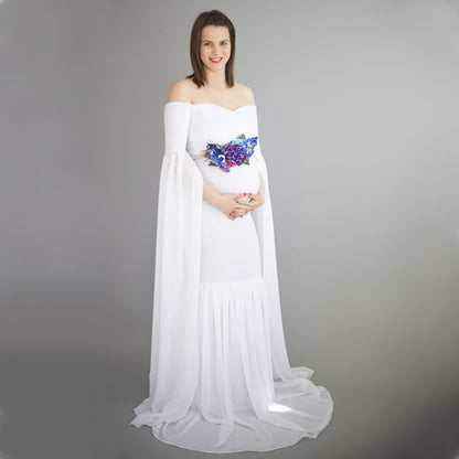 Oluuu. Schwangerschafts-Fotoshooting Chiffonkleid Lange Robe