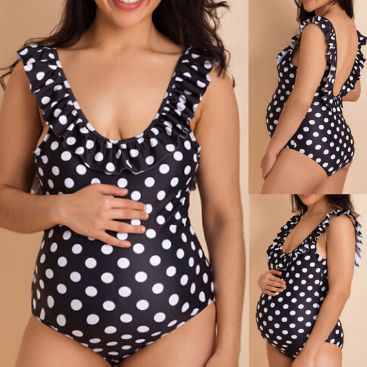 Oluuu. Schwangerschafts-Badeanzug im Polka-Dot-Design“