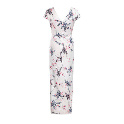 Oluuu Bedrucktes Slim-Fit Blüten-Chiffonkleid – Elegantes, Leichtes Kleid für Frauen