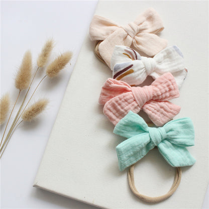 Oluuu. Baby Baumwoll-Gaze Schmetterlings Krawatte Stirnband Set – Süß und Bequem für Ihr Baby