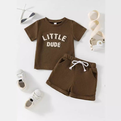 Oluuu. Baby Jungen Kurzarm-Shirt und Shorts – Zwei-Teiler Set, lässig und bequem