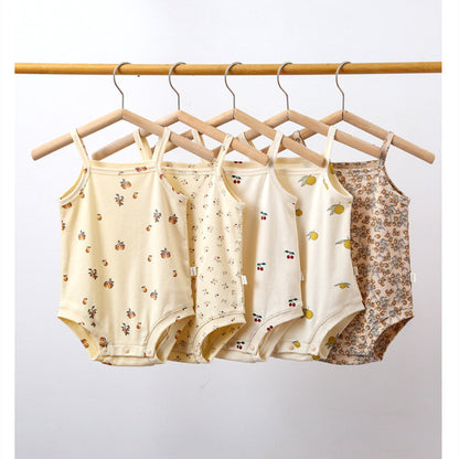 Oluuu. Sommer Ins Style Baby Sling Romper – Baumwoll-Einteiler mit Druckmuster