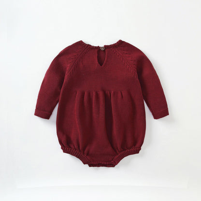 Oluuu. Baby Langarm Kleid mit Stickerei – Woll-Wickel für den Po