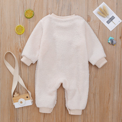 Oluuu. Kuscheliger Zweifarbiger Baby-Strampler mit Bären-Print in Braun und Weiß