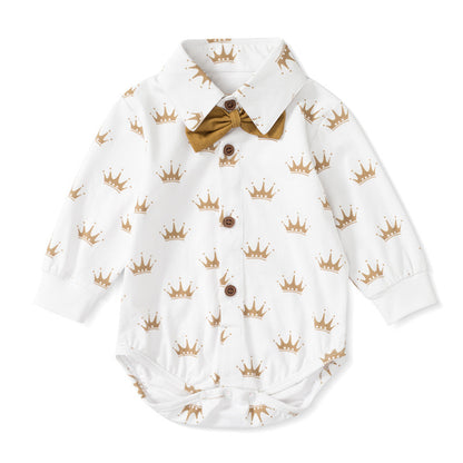 Oluuu. Baby Jungen Gentleman Outfit – Langarm Romper mit Hose und Dreiecksmuster