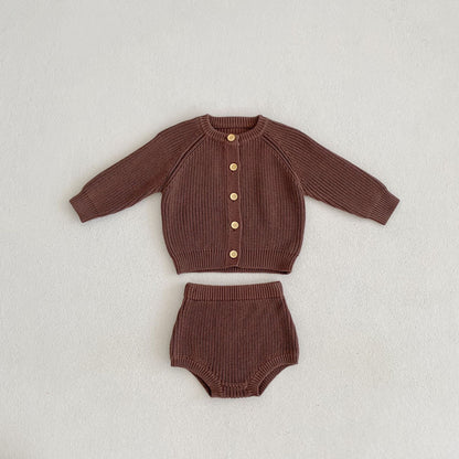 Oluuu. Baby Baumwollgarn Unterhosen und Cardigan – Zwei-Teiler Set