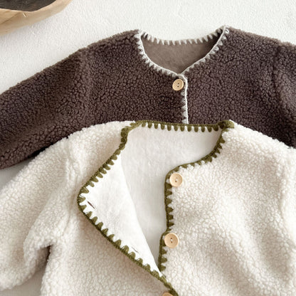 Oluuu. Baby Einteiler – Fleece-gefütterter Western-Stil Langarm-Jumpsuit
