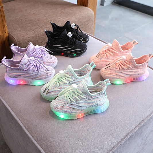 Oluuu. LED-Licht Fly-Knit Sneakers – Atmungsaktive, Bequeme Casual-Schuhe mit weicher Sohle