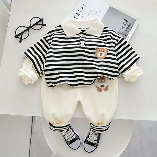Oluuu. Kinderbekleidung – Fake-2-Teiler Anzug mit Kragen für Baby Jungen
