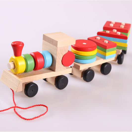 Oluuu. Holztraktor-Spielzeug mit drei Abschnitten – Intelligenz- und Lernspielzeug für Kinder