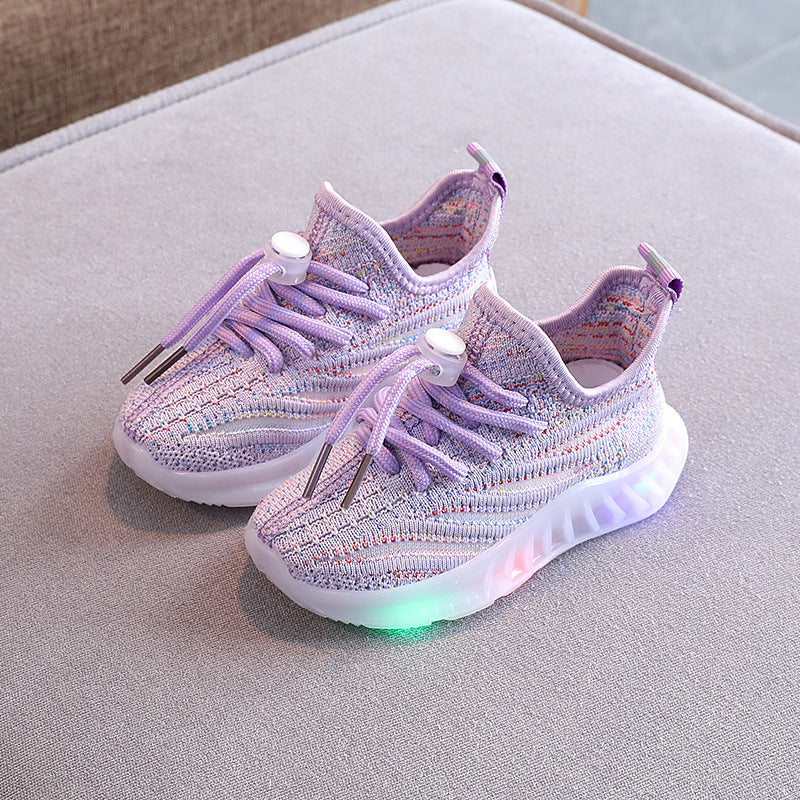 Oluuu. LED-Licht Fly-Knit Sneakers – Atmungsaktive, Bequeme Casual-Schuhe mit weicher Sohle