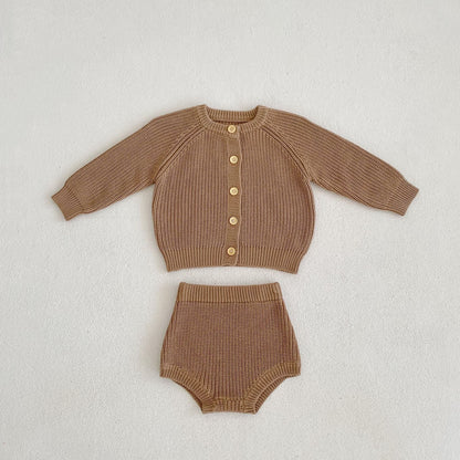 Oluuu. Baby Baumwollgarn Unterhosen und Cardigan – Zwei-Teiler Set