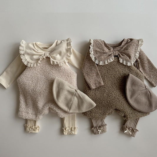 Oluuu. Baby Jungen Overall aus dickem Fleece – Kurzarm Bodysuit