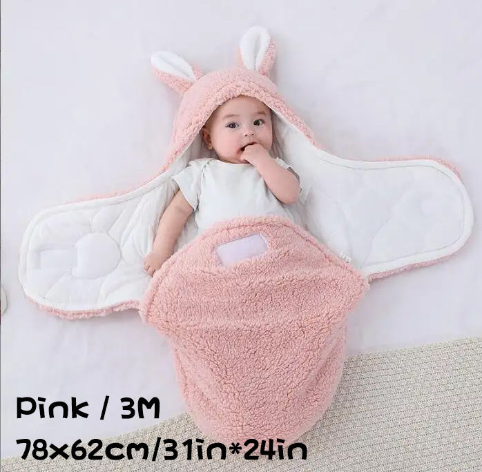 Oluuu. Superweicher Baby-Schlafsack aus flauschigem Fleece – Unisex Neugeborenen-Wickel mit Kopfstütze und -schutz, tragbarer Schlafsack für Jungen und Mädchen