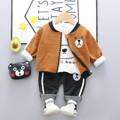 Oluuu. Kinder Hosen Set – Drei-teiliges Cartoon-Bär-Set aus Baumwolle