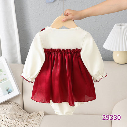 Oluuu. Baby Jumpsuit mit Schleife – Langarm Dreiecks-Romper