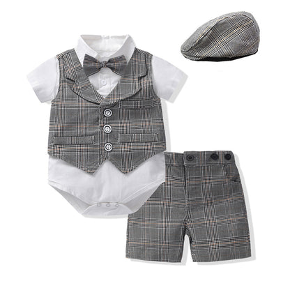 Oluuu. Baby Jungen Gentleman Anzug – Romper mit Weste, Shorts und Fliege