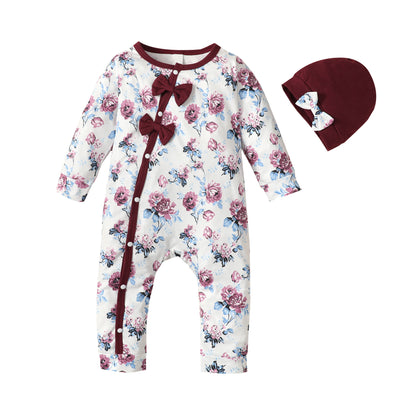 Oluuu. Baby Bestickter Jumpsuit für Herbst und Winter, Prinzessin Ausgehkleidung, Einteiler für Kleinkinder mit floralen Mustern