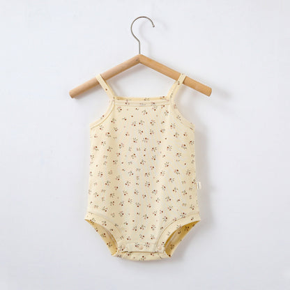 Oluuu. Sommer Ins Style Baby Sling Romper – Baumwoll-Einteiler mit Druckmuster