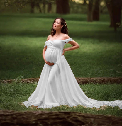Oluuu. Schwangerschafts-Long Kleid mit schwingenden Ärmel-Enden