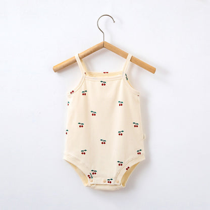 Oluuu. Sommer Ins Style Baby Sling Romper – Baumwoll-Einteiler mit Druckmuster