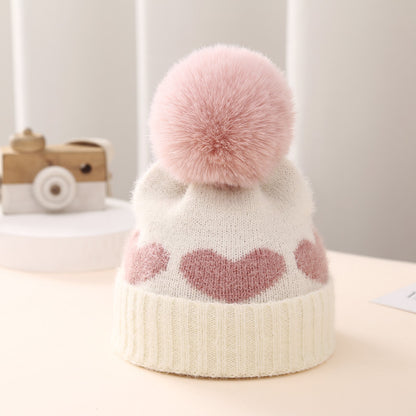 Oluuu. Baby Mütze – Doppelter, dicker Jacquard mit Herz-Muster für extra Wärme