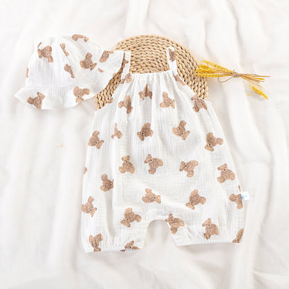 Oluuu. Sommerbekleidung Süßer Baby Einteiler mit Trägern, Unisex, Krabbelanzug für Jungen und Mädchen