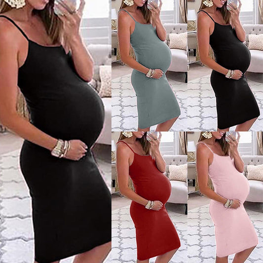 Oluuu. Bequemes, Lockeres Fashion-Kleid für Schwangere mit Trägern
