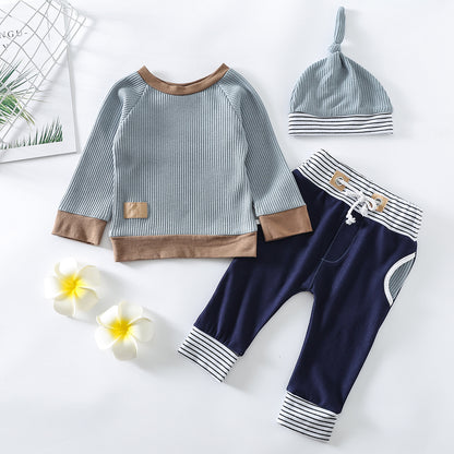 Oluuu. Streifen Pullover und Hose Set – Baumwolle für Jungen