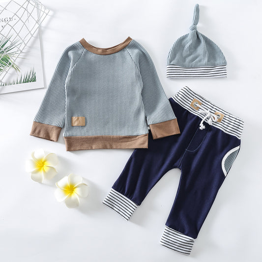 Oluuu. Streifen Pullover und Hose Set – Baumwolle für Jungen