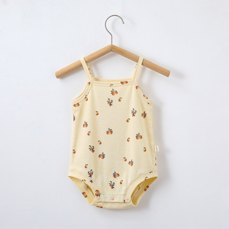 Oluuu. Sommer Ins Style Baby Sling Romper – Baumwoll-Einteiler mit Druckmuster