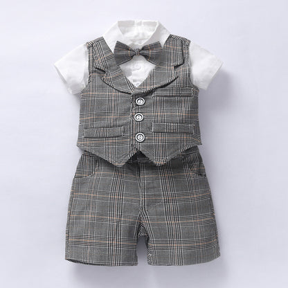 Oluuu. Baby Jungen Gentleman Anzug – Romper mit Weste, Shorts und Fliege