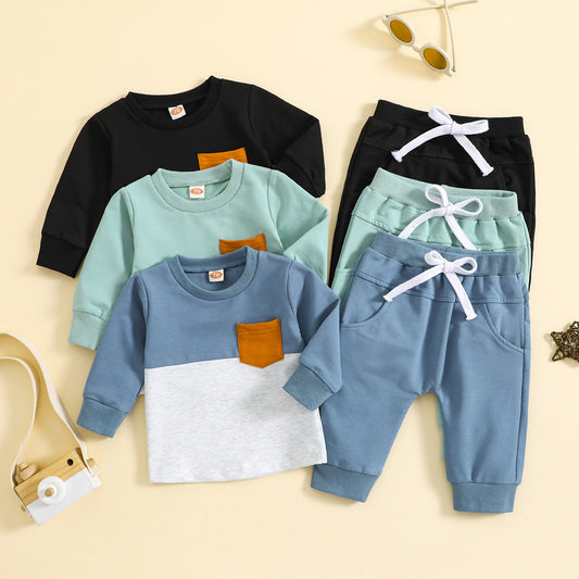 Oluuu. Kinder Farblock Crew Neck Langarm Hosenanzug