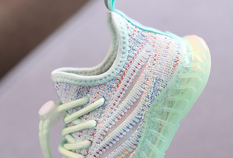 Oluuu. LED-Licht Fly-Knit Sneakers – Atmungsaktive, Bequeme Casual-Schuhe mit weicher Sohle
