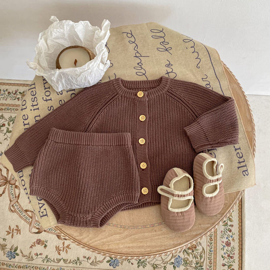 Oluuu. Baby Baumwollgarn Unterhosen und Cardigan – Zwei-Teiler Set