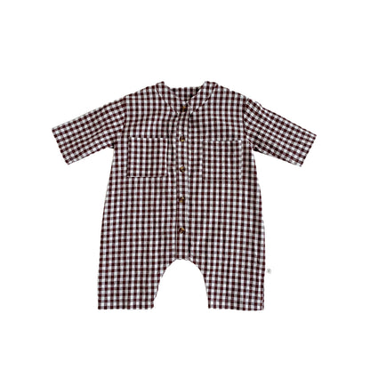 Oluuu. Baby Jumpsuit für Frühling und Herbst – Langarm Romper für Jungen und Mädchen mit Karokardigan