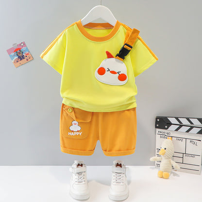 Oluuu. Kurzärmeliges Cartoon Tier-Set – Zweiteiliges Kinder-Outfit im Western-Stil